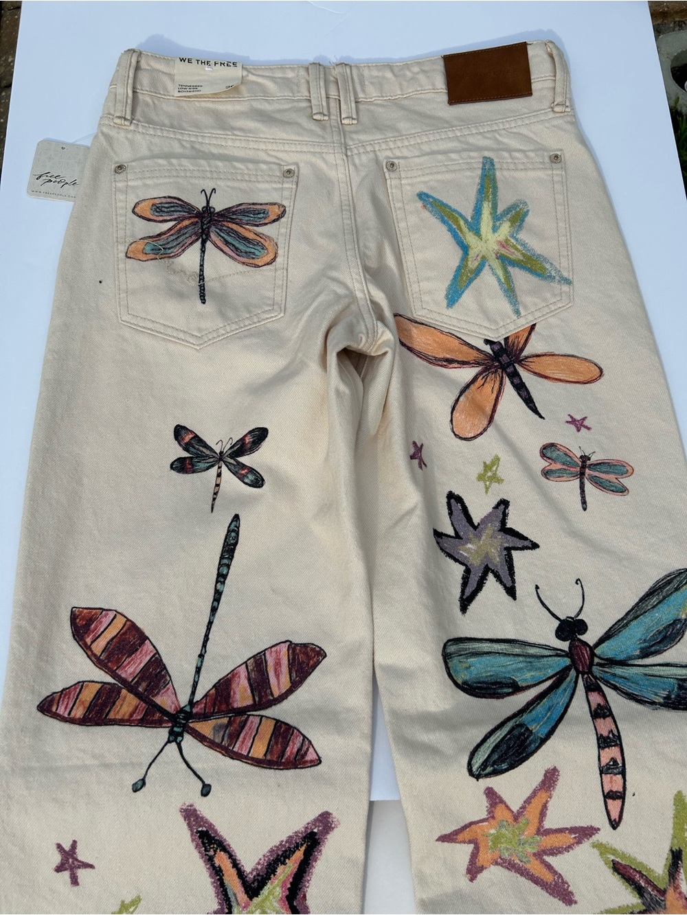 NWT🌷Free People We The Free Tennessee Dragonfly Printed Low Rise Denim Jeans - Picture 8 of 15